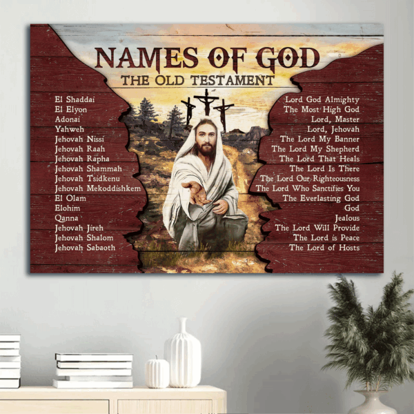 Christian Landscape Poster Home Decor – Names of God Jesus Painting Old Testament Wall Art Gift