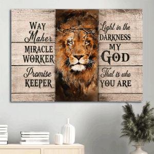Way Maker Jesus Lion King Painting Cross  Poster Home Decor Gift Gift for Christian - Landscape Poster Home Decor Prints