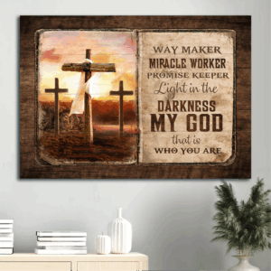 Christian Home Decor Poster Gift Set - Jesus Landscape Old Rugged Crosses Sunset Painting - My God Is The Light - Unique Religious Art