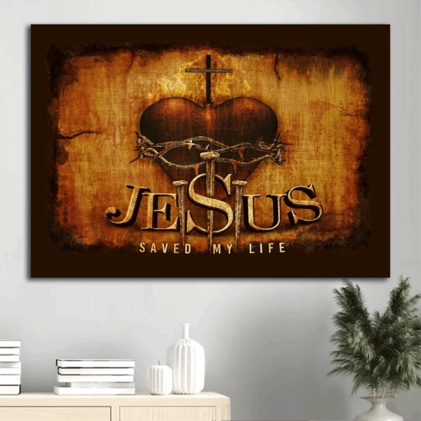 Jesus Landscape and Sacred Heart Poster Home Decor Gifts – Christian Savior with Three Nails – Perfect Gift for Believers