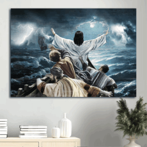 Jesus Landscape Poster: The Storm On The Sea - Christian Home Decor Gift