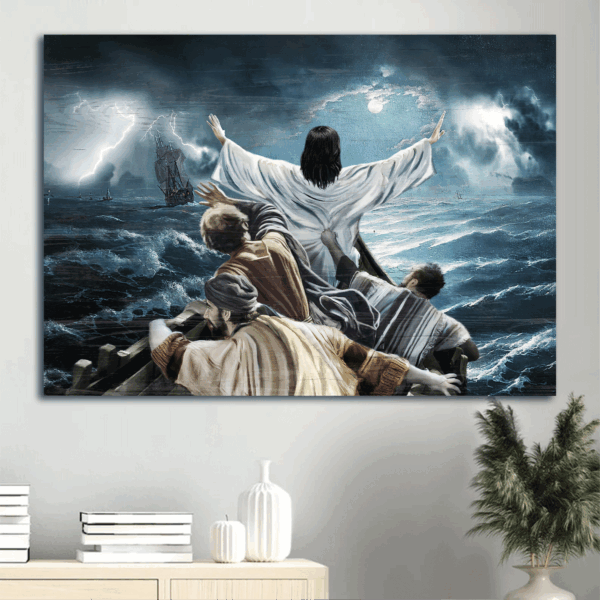 Jesus Landscape Poster: The Storm On The Sea – Christian Home Decor Gift
