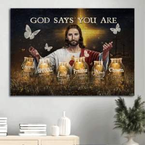 Jesus Landscape & Crystal Butterfly Poster Gift - Unique Home Decor for Christians - God s Message of Uniqueness