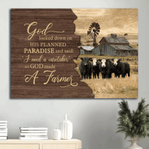 God s Paradise Jesus Landscape Poster Home Decor Gift - Lucky Cow & Green Meadow Christian Art