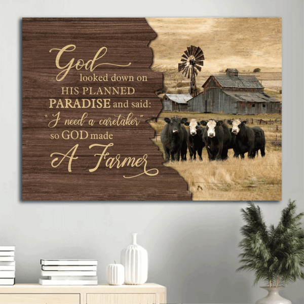 God s Paradise Jesus Landscape Poster Home Decor Gift – Lucky Cow & Green Meadow Christian Art