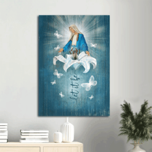 Christian Home Decor Gift: Jesus Portrait Poster with Lily Flower Maria Butterfly  Poster Home Decor Gift - Let it Be Wall Art Print