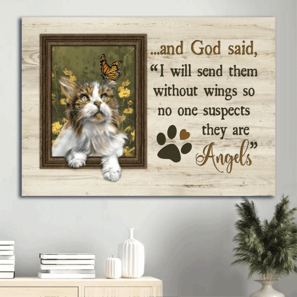 Jesus Landscape Poster Home Decor Gift – Cat & Flower Field Print for Christian Pet Lovers