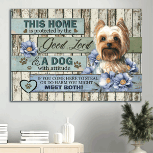 Christian Home Decor Gift: Jesus & Yorkshire Terrier Landscape Poster