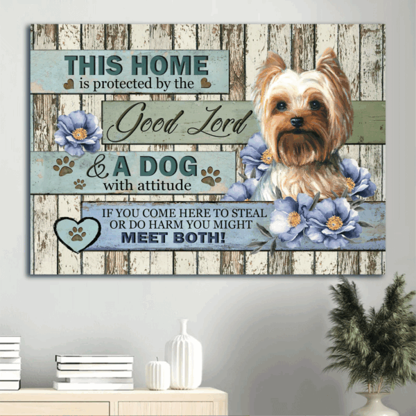 Christian Home Decor Gift: Jesus & Yorkshire Terrier Landscape Poster