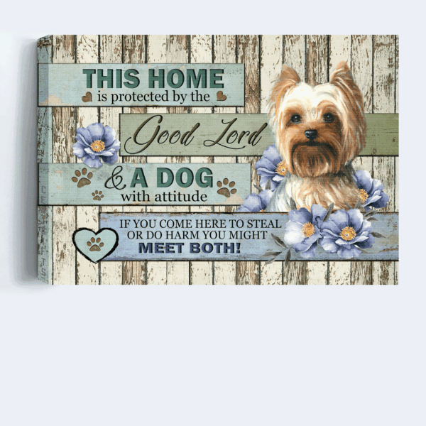 Christian Home Decor Gift: Jesus & Yorkshire Terrier Landscape Poster