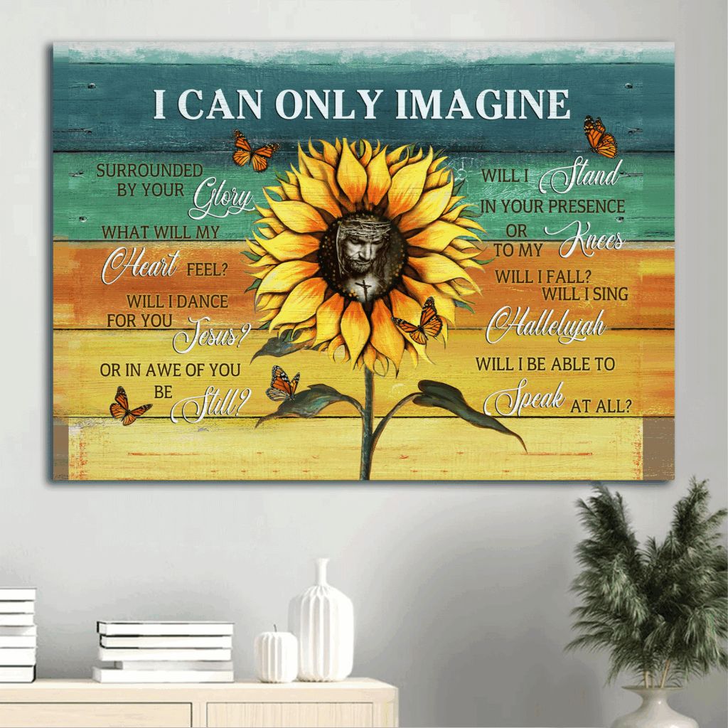 Christian Home Decor Gift: Jesus Landscape Sunflower & Butterfly Poster – I Can Only Imagine Christian Home Decor Gift: Jesus Landscape Sunflower & Butterfly Poster – I Can Only Imagine