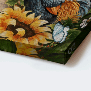 Christian Home Decor Gift: Jesus Landscape Poster with Sunflower Blue Butterfly and Rooster Painting 1