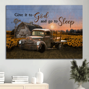 Jesus Landscape Sunset & Sunflower Poster - Christian Home Decor Gift for Countryside Lovers