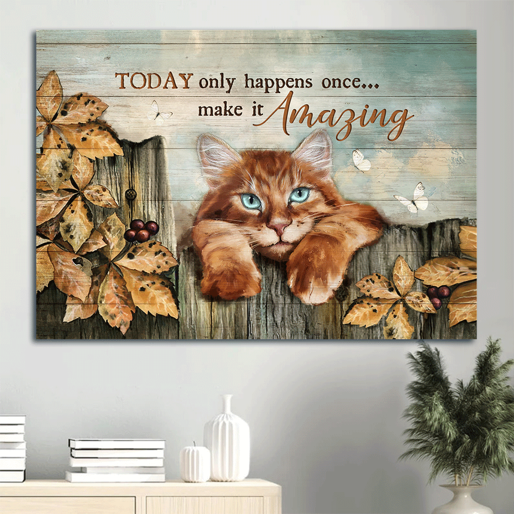 Jesus and Cat Landscape Poster – Tabby Cat White Butterfly Garden Fence – Gift for Christian & Cat Lovers – Today Only Happens Once Jesus and Cat Landscape Poster – Tabby Cat White Butterfly Garden Fence – Gift for Christian & Cat Lovers – Today Only Happens Once