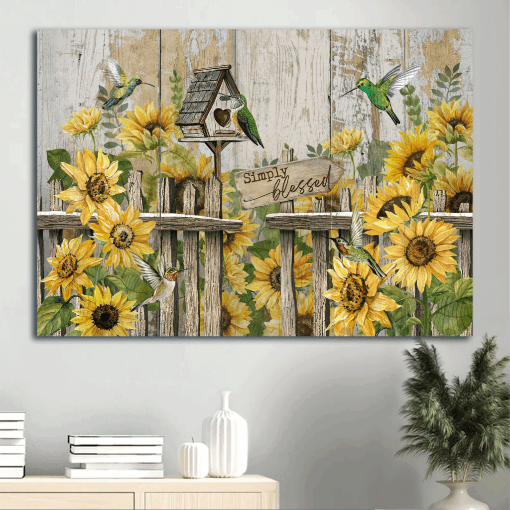 Jesus Landscape Poster Home Decor Gift – Sunflower Garden Green Hummingbird Bird House – Simply Blessed Christian Gift Jesus Landscape Poster Home Decor Gift – Sunflower Garden Green Hummingbird Bird House – Simply Blessed Christian Gift