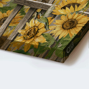 Jesus Landscape Poster Home Decor Gift - Sunflower Garden Green Hummingbird Bird House - Simply Blessed Christian Gift 1