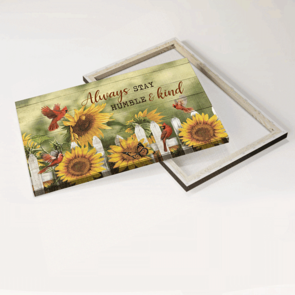 Christian Home Decor Gift Set – Jesus Landscape Sunflower Garden Red Cardinal Poster – Stay Humble & Kind