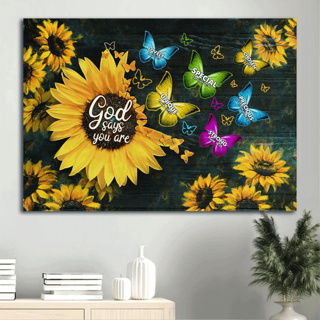 Jesus Landscape Sunflower Painting Poster – Christian Home Decor Gift with Colorful Butterfly and Dark Blue Background Jesus Landscape Sunflower Painting Poster – Christian Home Decor Gift with Colorful Butterfly and Dark Blue Background