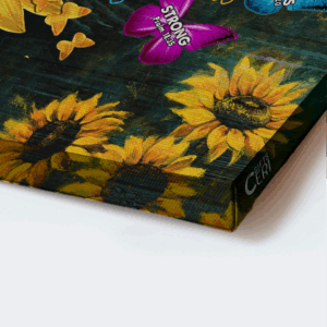 Jesus Landscape Sunflower Painting Poster - Christian Home Decor Gift with Colorful Butterfly and Dark Blue Background 1
