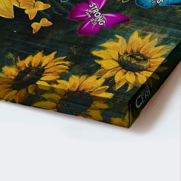 Jesus Landscape Sunflower Painting Poster – Christian Home Decor Gift with Colorful Butterfly and Dark Blue Background