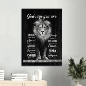 Jesus Portrait Poster Home Decor Gift - Lion of Judah Cross Christian Wall Art