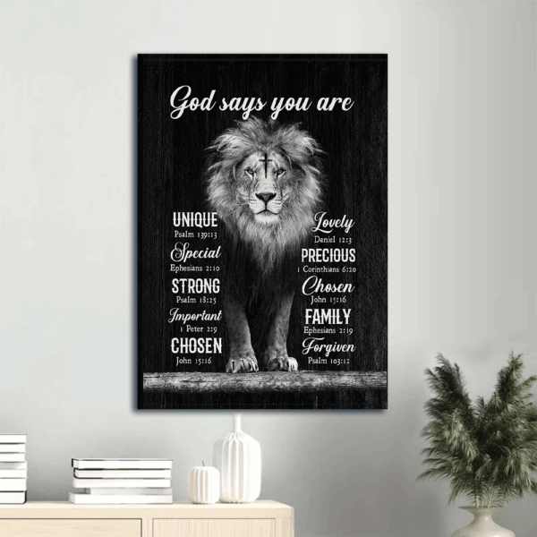 Jesus Portrait Poster Home Decor Gift – Lion of Judah Cross Christian Wall Art