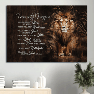 Christian Lion of Judah Landscape Poster - Crown of Thorns Home Decor Gift