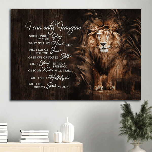 Christian Lion of Judah Landscape Poster – Crown of Thorns Home Decor Gift