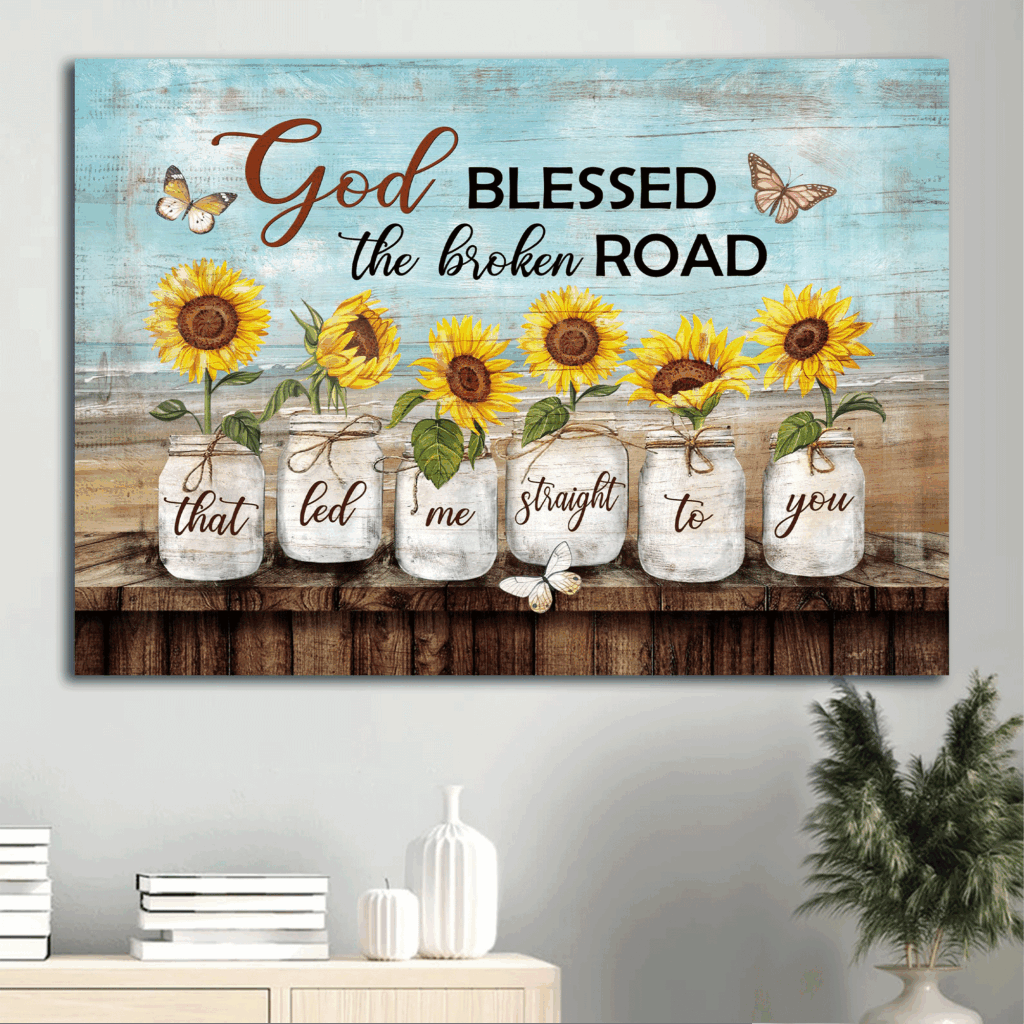Jesus Landscape & Sunflower Painting Poster – Gift for Christian Home Decor – God Blessed Road Jesus Landscape & Sunflower Painting Poster – Gift for Christian Home Decor – God Blessed Road