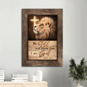 Jesus Lion of Judah Cross Light Poster - Christian Home Decor Gift