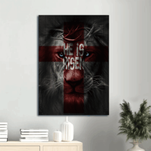 Jesus Lion of Judah Portrait Poster- He is Risen Black & White Painting- Christian Wall Art Home Decor Gift