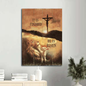 Jesus Portrait Poster: Lion of Judah Lamb of God Cross Sunset Painting - Christian Home Decor Gift