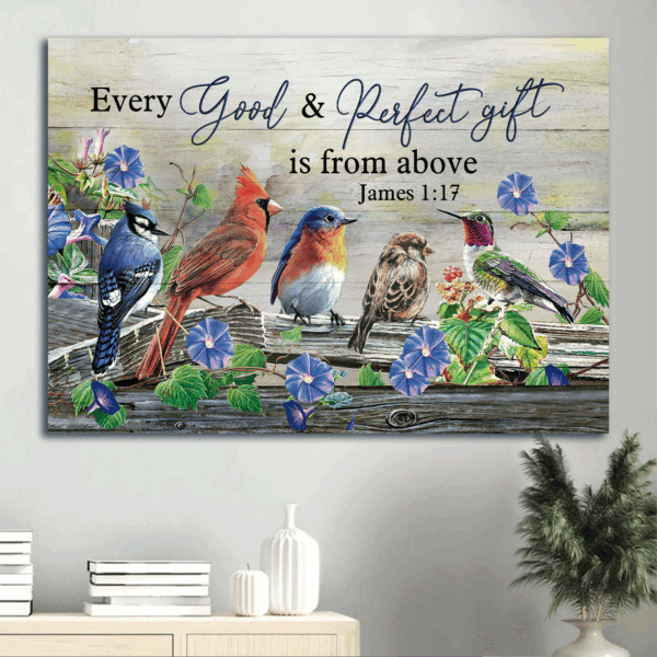 Jesus Landscape & Violet Flower Birds Poster Home Decor – Christian Gift From Above