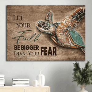 Jesus Landscape Turtle Wooden Background Poster Home Decor Gift - Inspiring Christian Gift for Faith Over Fear