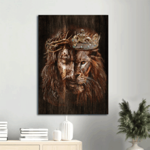 Jesus Lion of Judah Portrait Poster: Christian Home Decor Gift with Awesome Crowns