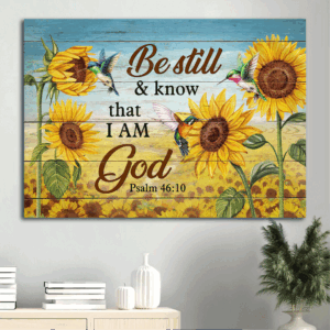 Christian Home Decor Gift - Jesus Landscape & Hummingbird Poster - Be Still & Know That I Am God