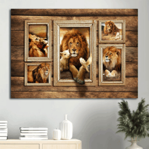 Jesus Lion and Lamb Landscape Poster - Christian Home Decor Gift Prints