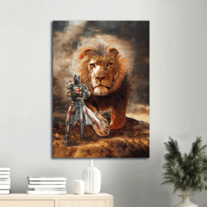 Jesus Portrait Poster - Lion of Judah & Knight of God - Christian Wall Art Gift