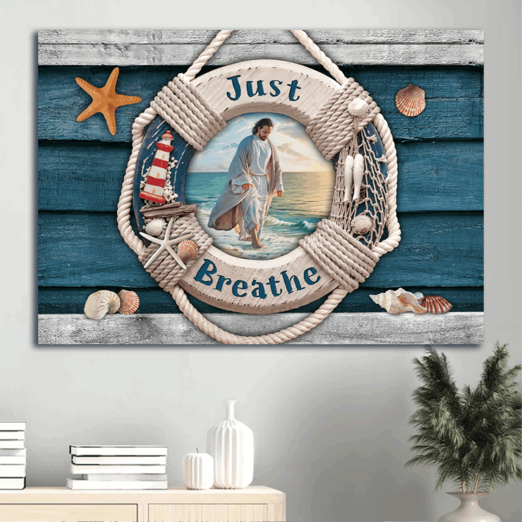 Summer Vibe Jesus Walking on Water Ocean Painting Poster – Gift for Christian Home Decor Summer Vibe Jesus Walking on Water Ocean Painting Poster – Gift for Christian Home Decor