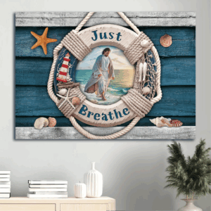 Summer Vibe Jesus Walking on Water Ocean Painting Poster - Gift for Christian Home Decor