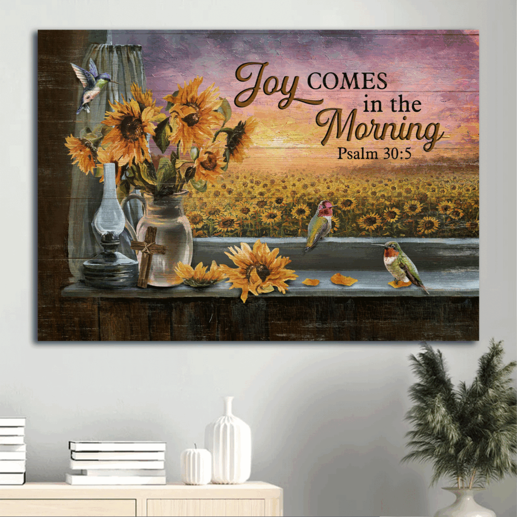 Stunning Jesus Landscape Poster with Sunflower and Hummingbird – Gift for Christian Home Decor – Joy Comes in the Morning Stunning Jesus Landscape Poster with Sunflower and Hummingbird – Gift for Christian Home Decor – Joy Comes in the Morning