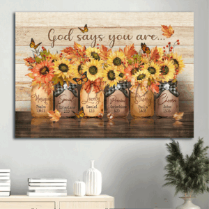 Jesus Landscape and Autumn Sunflower Drawing Poster - Christian Home Decor Gift - God Says You Are Special