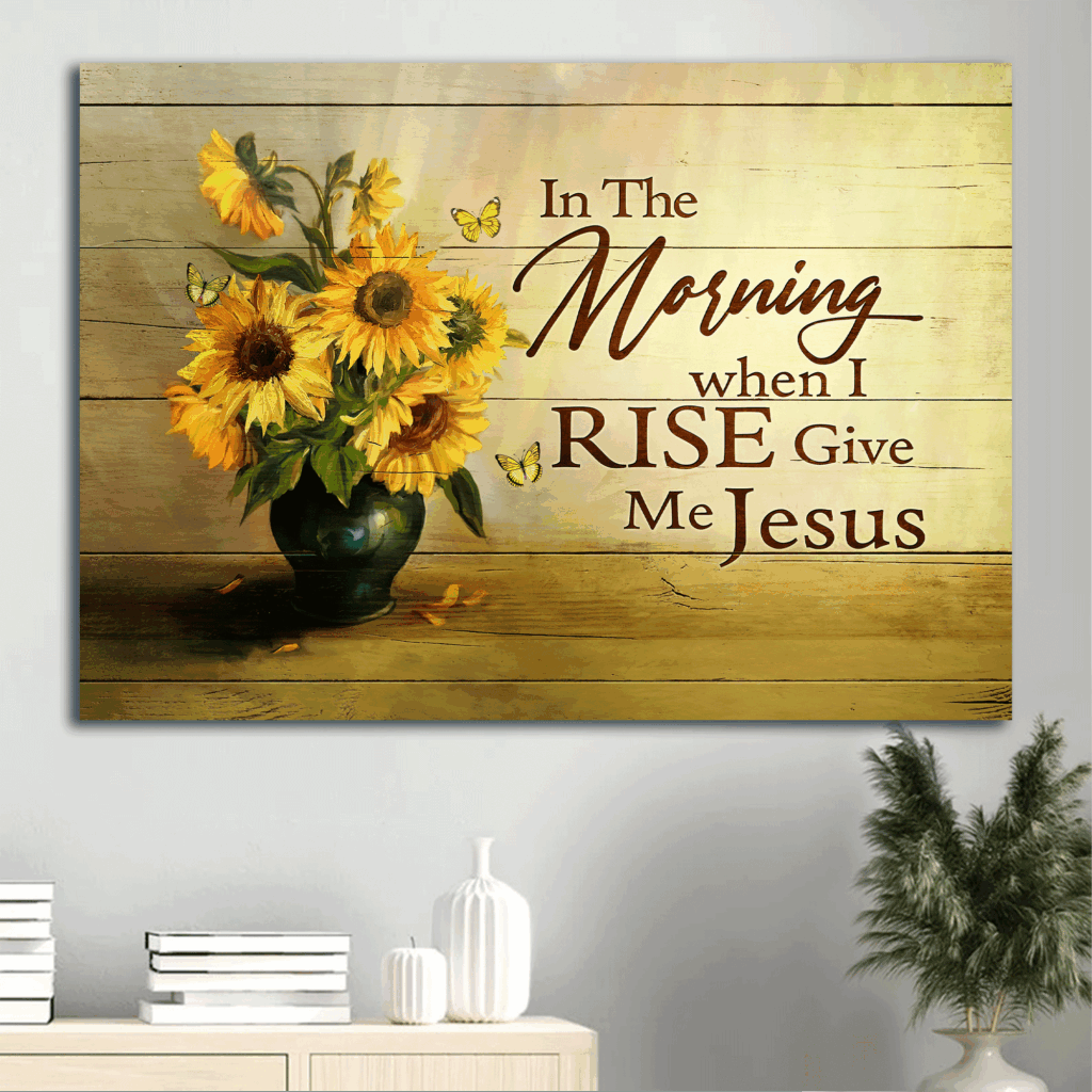 Christian Home Decor: Jesus Landscape Sunflower Drawing Butterfly Poster Gift Christian Home Decor: Jesus Landscape Sunflower Drawing Butterfly Poster Gift