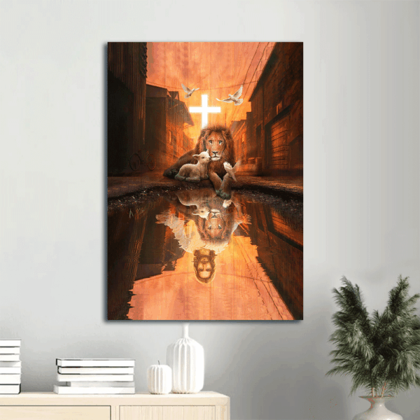 Jesus Portrait Poster Home Decor Gift – Lion of Judah Lamb of God Christian Wall Art
