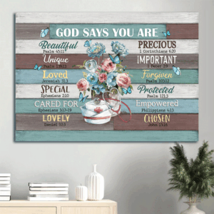 Christian Landscape Poster Home Decor Gift - Nurse s Cap Butterfly Flower Vase God Says You Are  Poster Home Decor Gift - Wall Art Print
