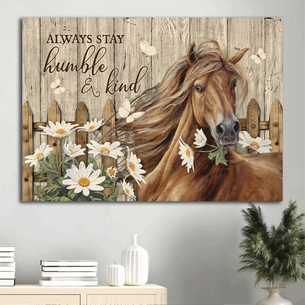 Jesus Landscape Poster – Stunning Horse & Daisy Garden Home Decor Gift for Christian – Stay Humble & Kind Jesus Landscape Poster – Stunning Horse & Daisy Garden Home Decor Gift for Christian – Stay Humble & Kind