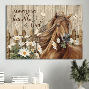 Jesus Landscape Poster - Stunning Horse & Daisy Garden Home Decor Gift for Christian - Stay Humble & Kind