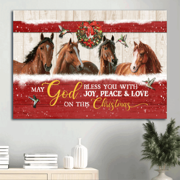 Christian Home Decor Gift – Jesus & Horses Drawing Christmas Poster – God s Blessings in Joy