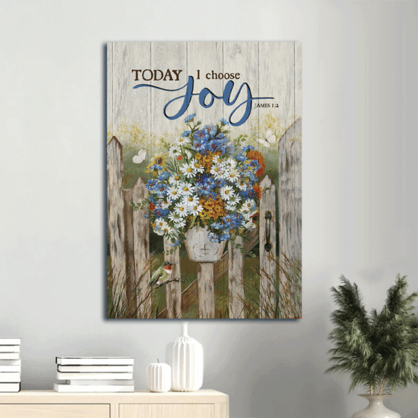 Christian Home Decor Gift: Jesus Portrait & Joy  Poster Home Decor Gift Prints with Flower Vase & Butterfly