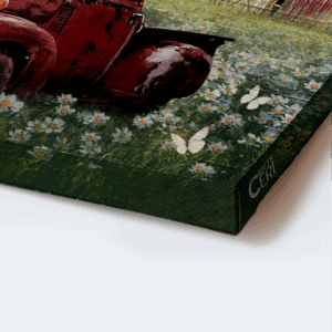 Jesus Landscape Poster Home Decor Gift - Stunning Daisy Field & Red Truck - Gift For Christian - We Will Serve The Lord 1